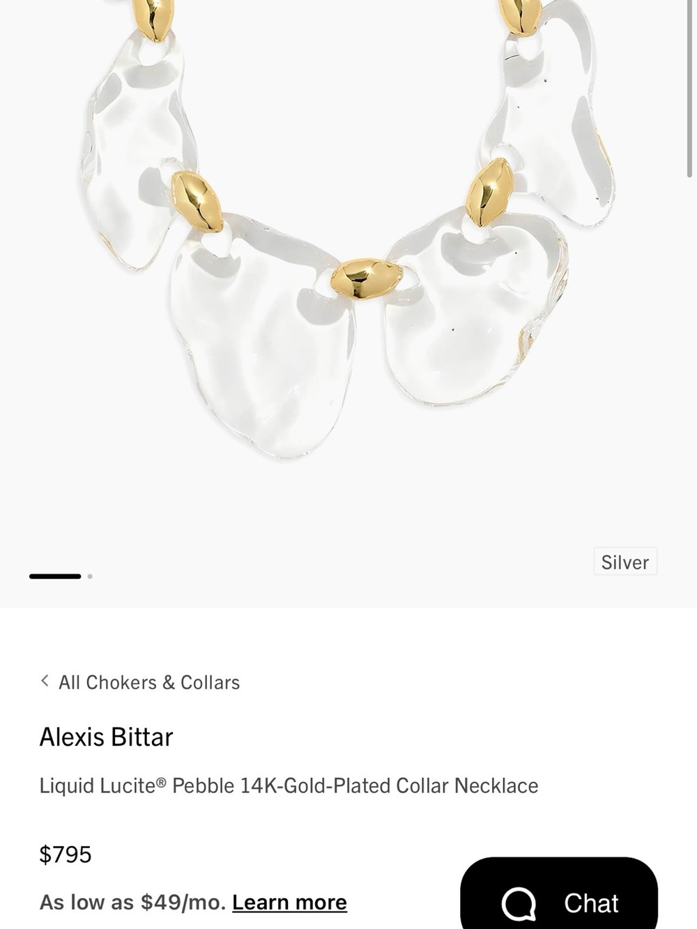 Alexis Bittar Statement Clear & Gold Resin Link Necklace